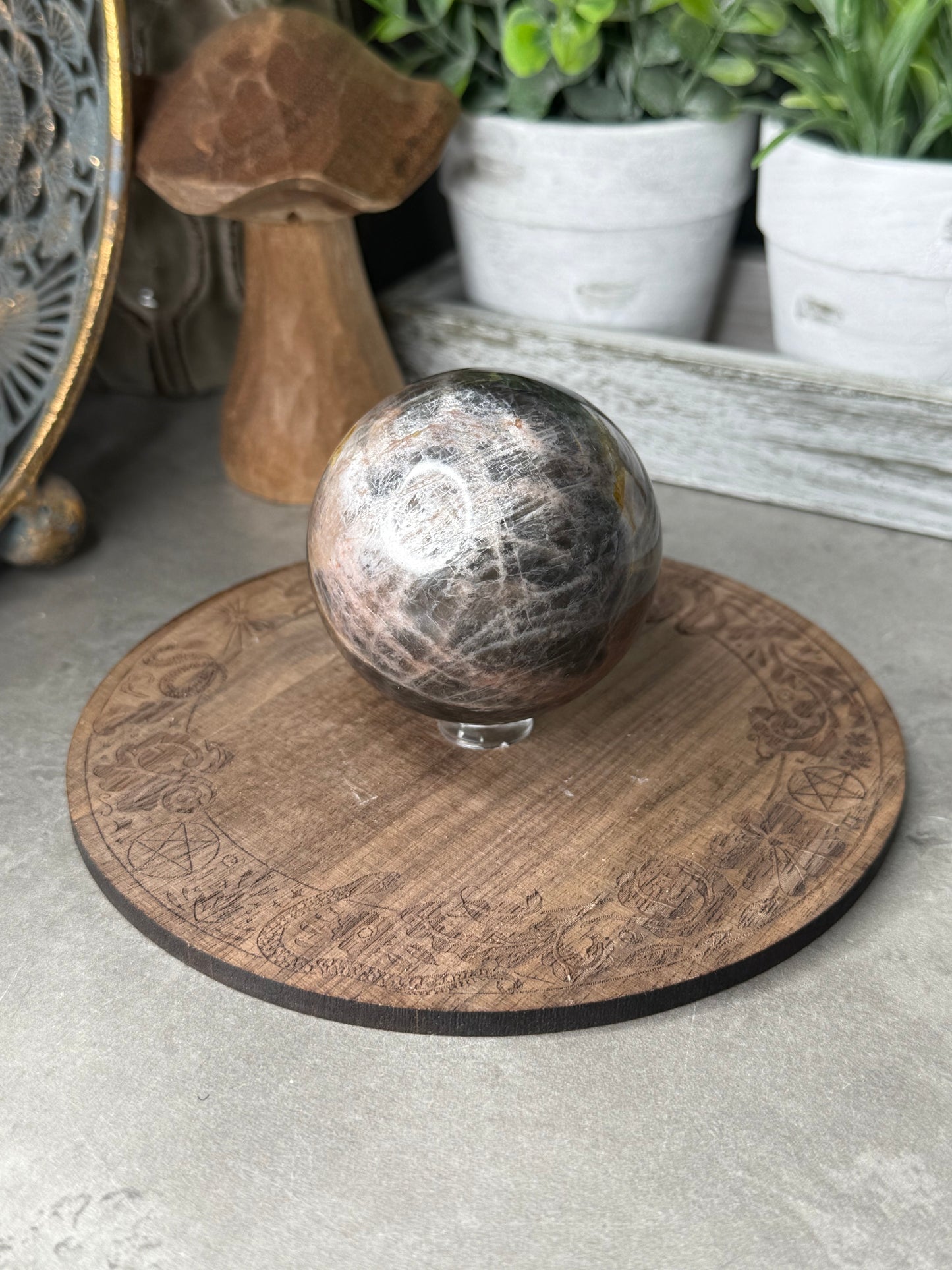 Black Moonstone Crystal Sphere - 134g