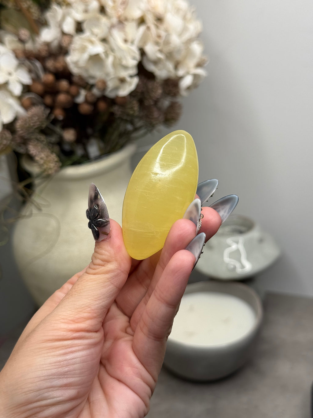 Lemon Calcite Shiva Palmstone Crystal Carving