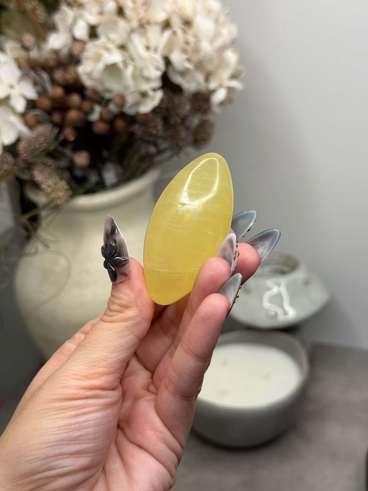 Lemon Calcite Shiva Palmstone Crystal Carving