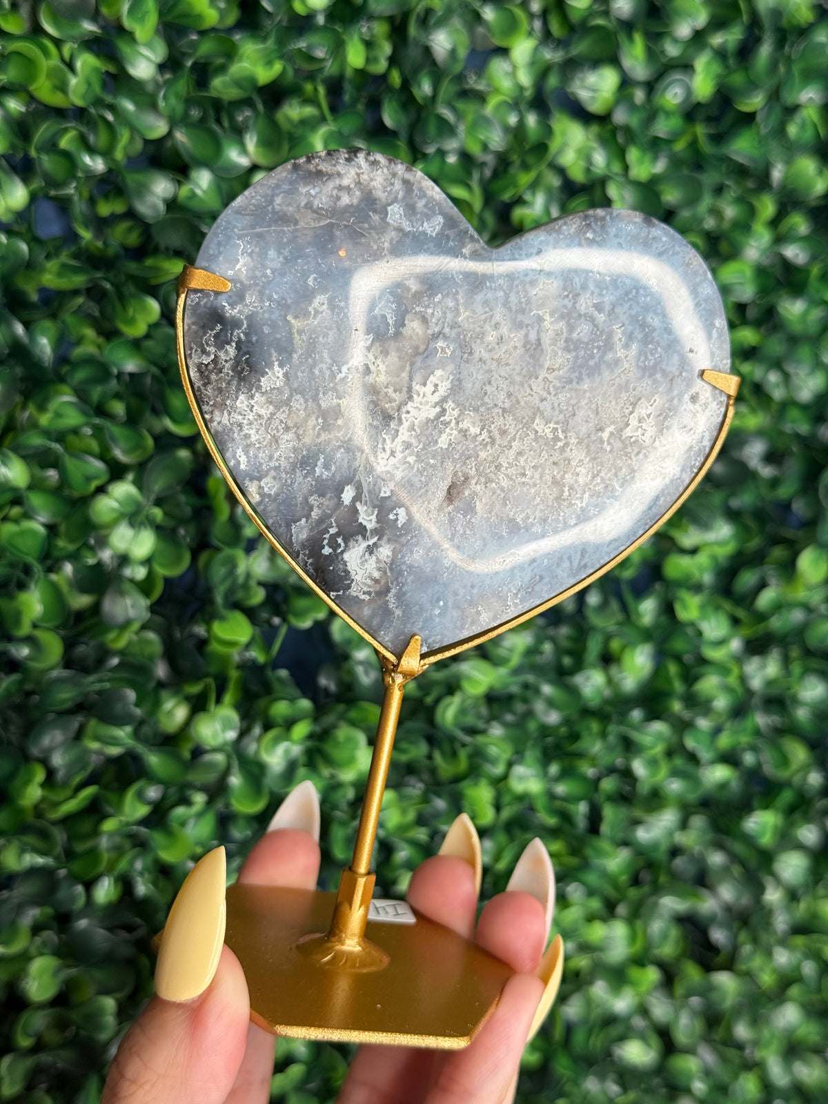 Blue Plume Agate Heart Crystal Carving from Indonesia I