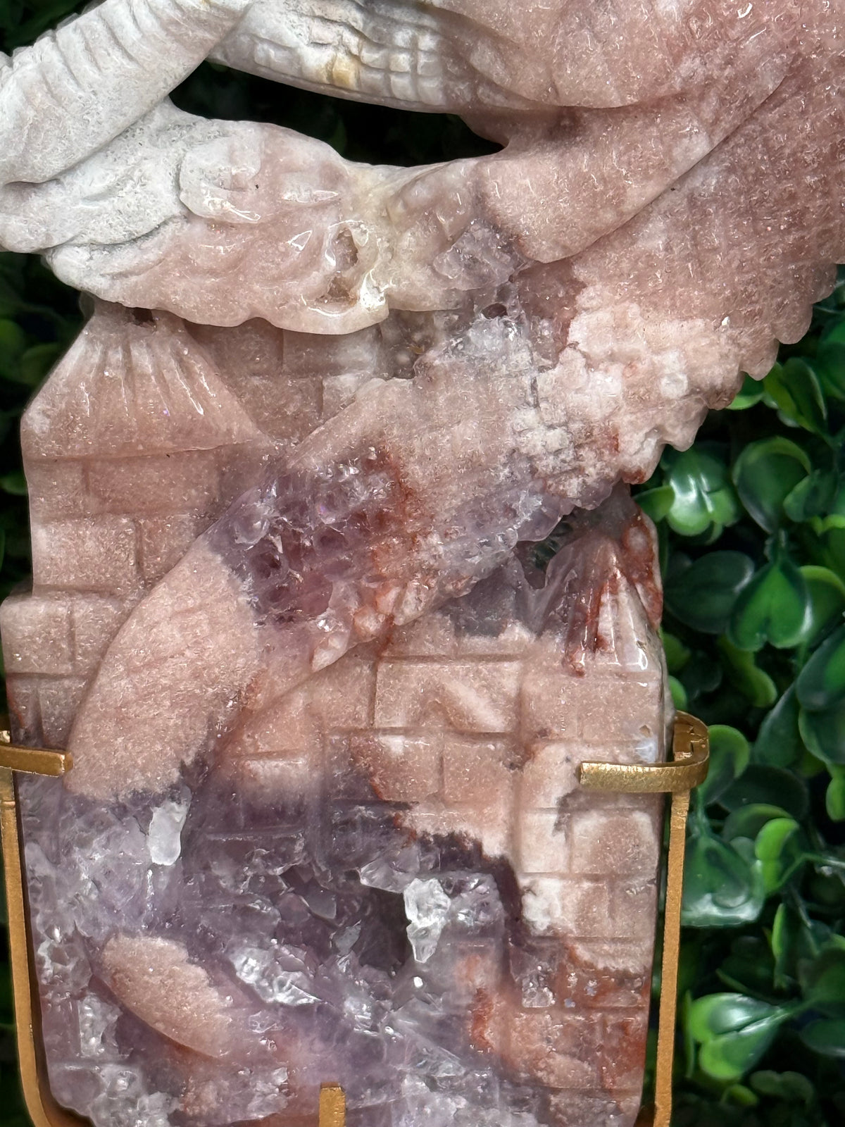 Large Pink Amethyst Druzy Dragon Carving - Brazil