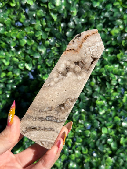 Chocolate Ocean Jasper Druzy Crystal Tower - Indonesia