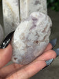 White Plume Agate with Amethyst Druzy from Closed Mine Crystal Carvings