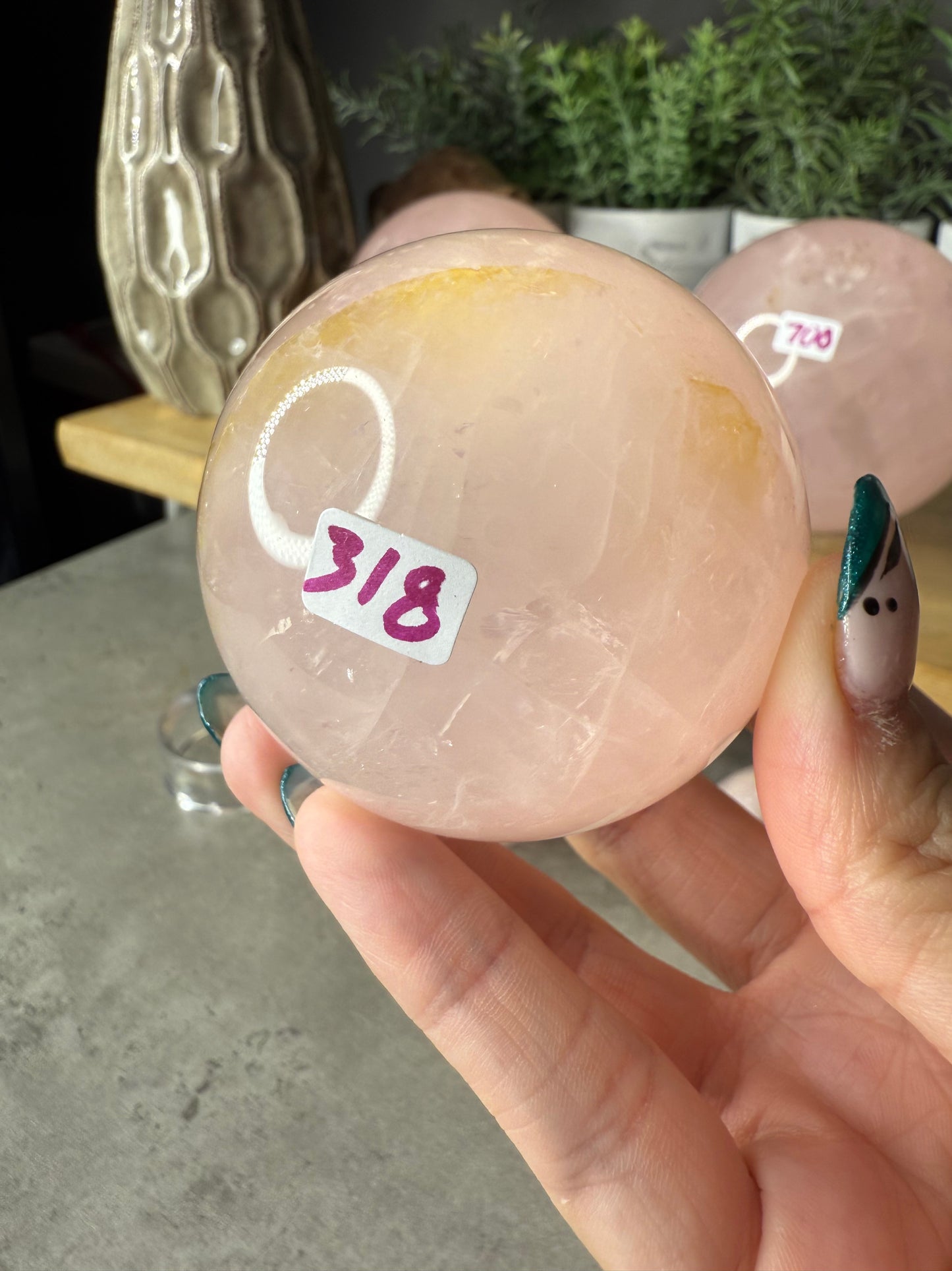 Rose Quartz Crystal Spheres Dendritic