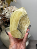 Yellow Aragonite Freeform Crystal Carvings L - Pakistan