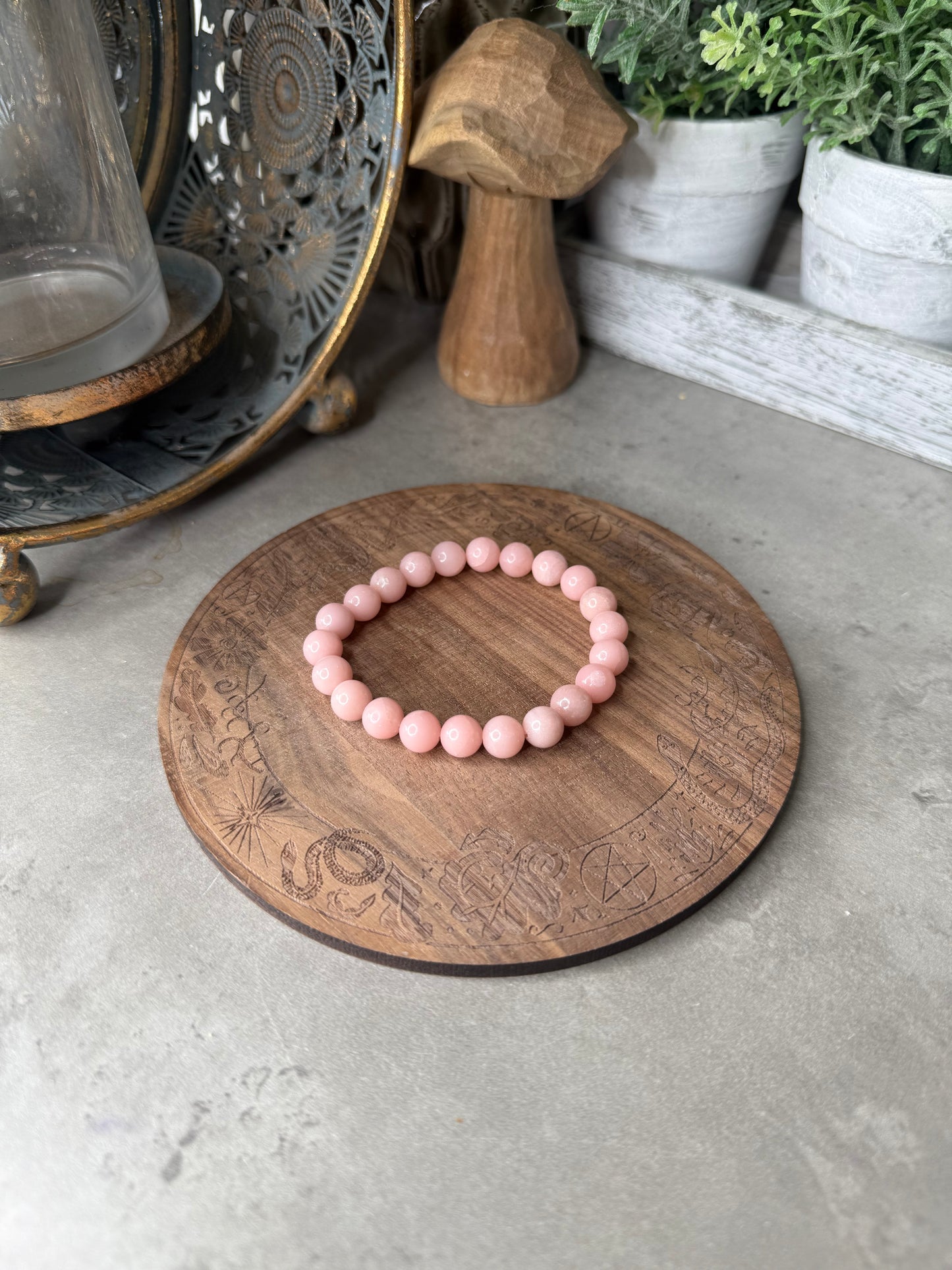 Pink Opal Crystal Beaded Bracelet