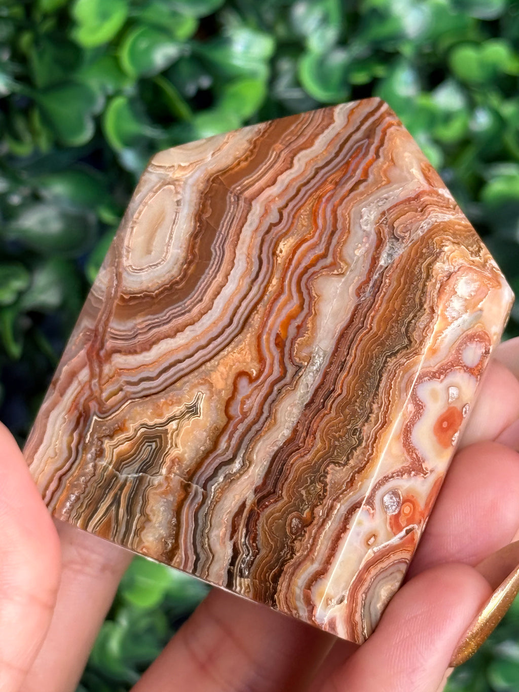 Pink Crazy Lace Agate Domino Tower from Indonesia B