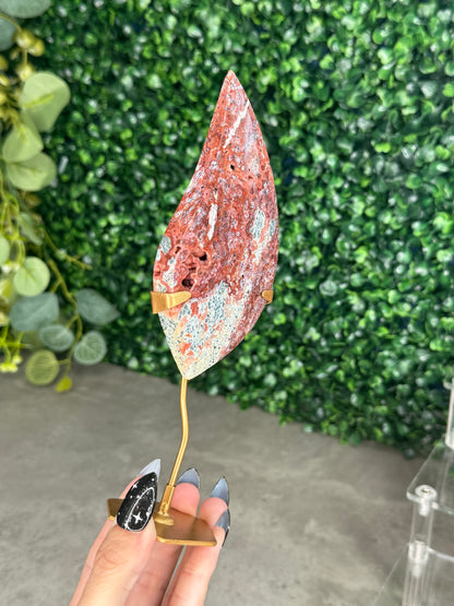Red Marcasite Teardrop Freeform Crystal carving - Indonesia