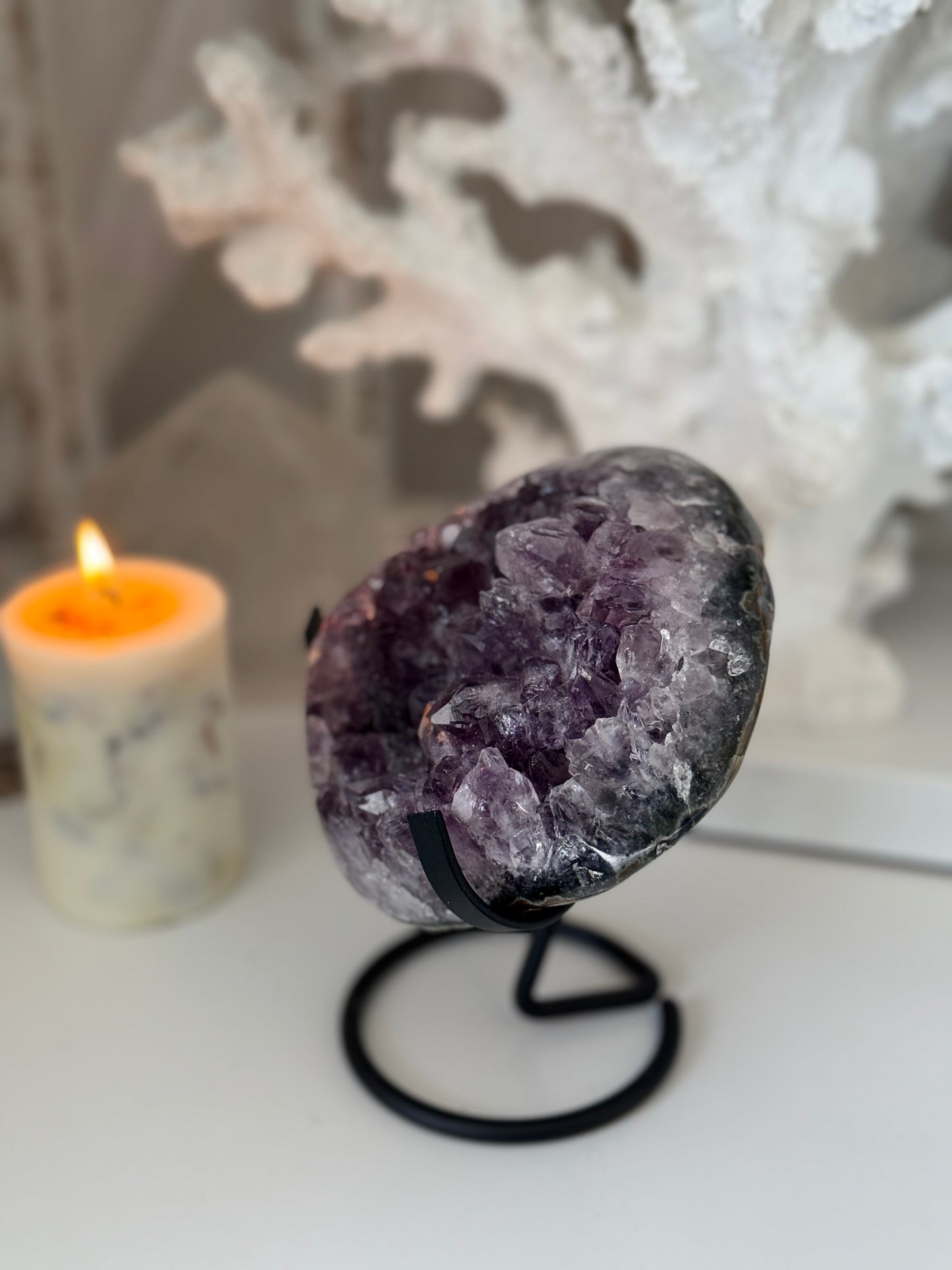 Raw Amethyst Crystal on a stand