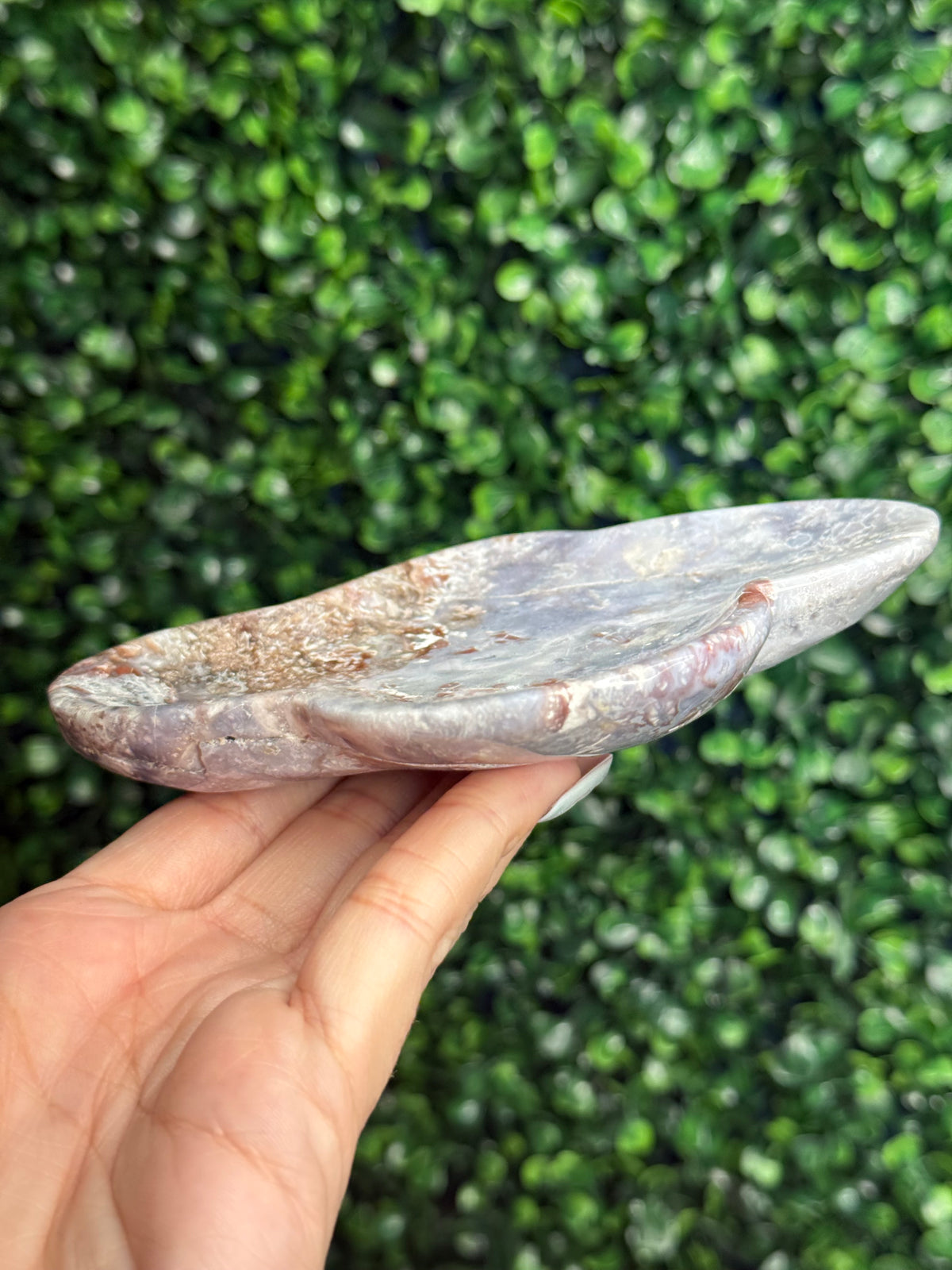 Pink & Purple Petrified Wood Bowl Trays Crystal Carvings - B