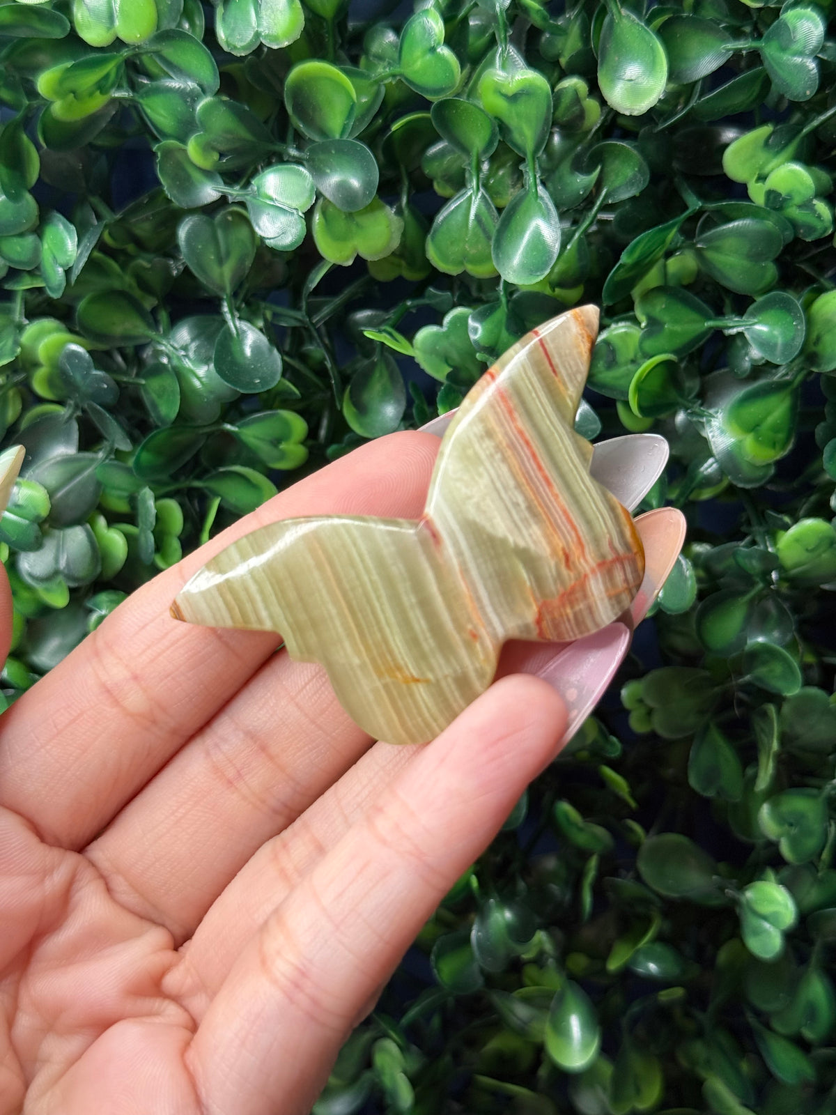 Green Banded Onyx Mini Butterfly Crystal Carvings - Pakistan