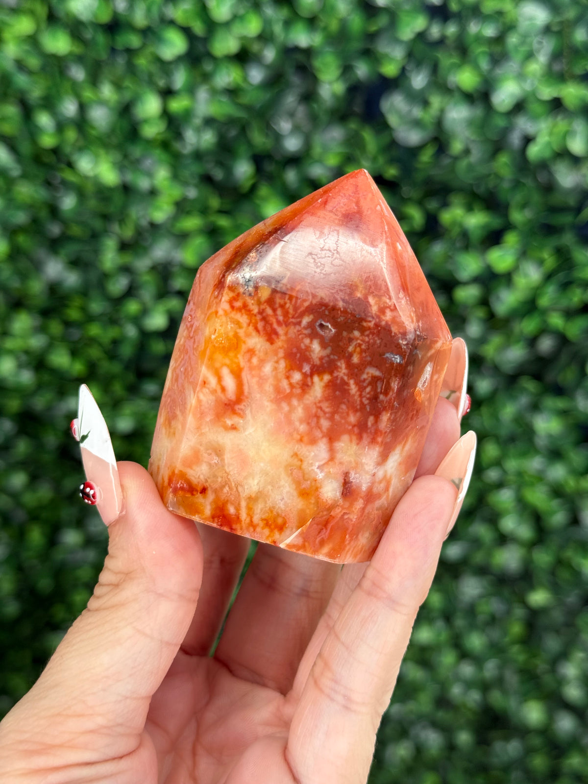 Pink Carnelian Domino Tower Crystal Carvings