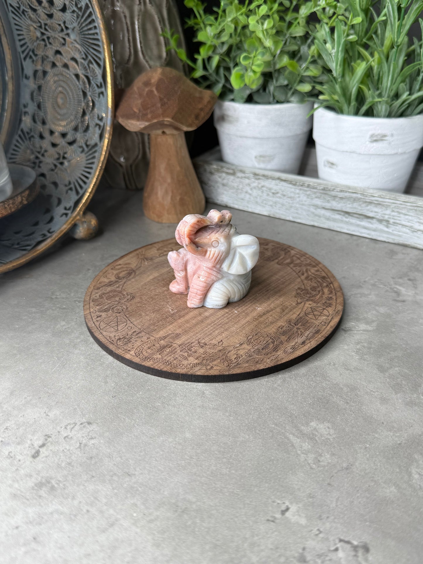 Ocean Jasper Hand Carved Elephant Crystal Carving