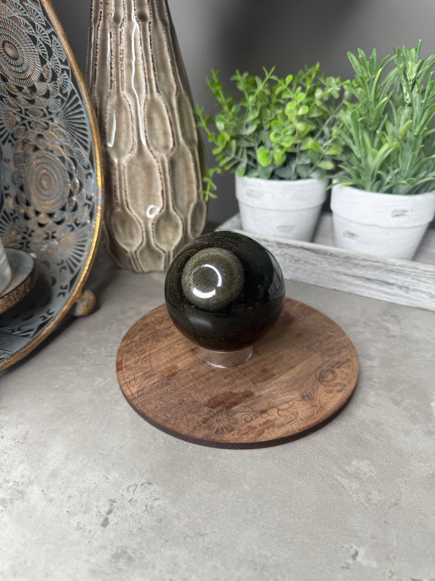Gold Sheen Obsidian Crystal Sphere