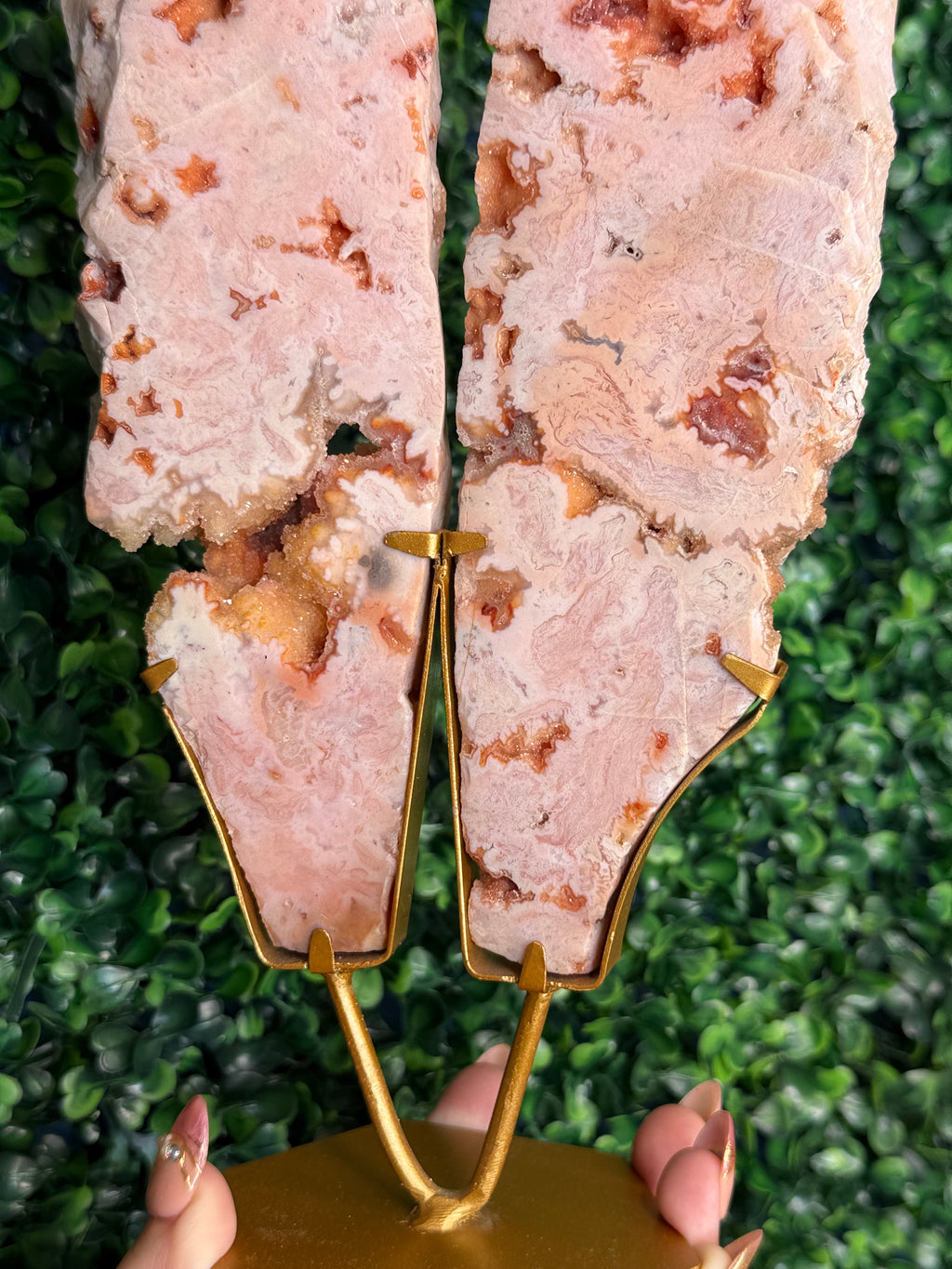 Rare Pink Carnelian Agate Slab Pair from Indonesia A