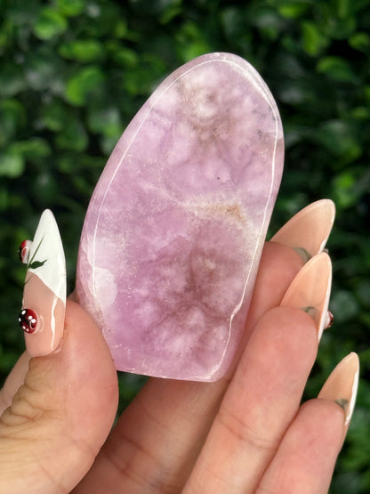 Pink Aragonite AAA with gold Stand from Afghanistan F