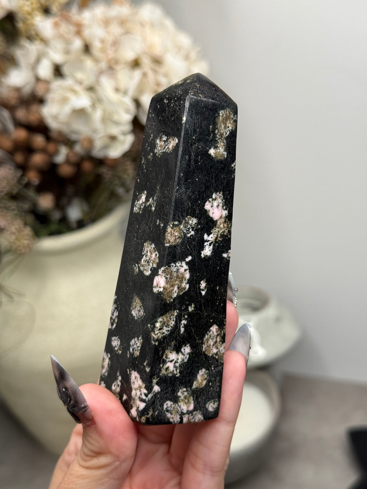 Snowflake Obsidian Tower Crystal Carving A