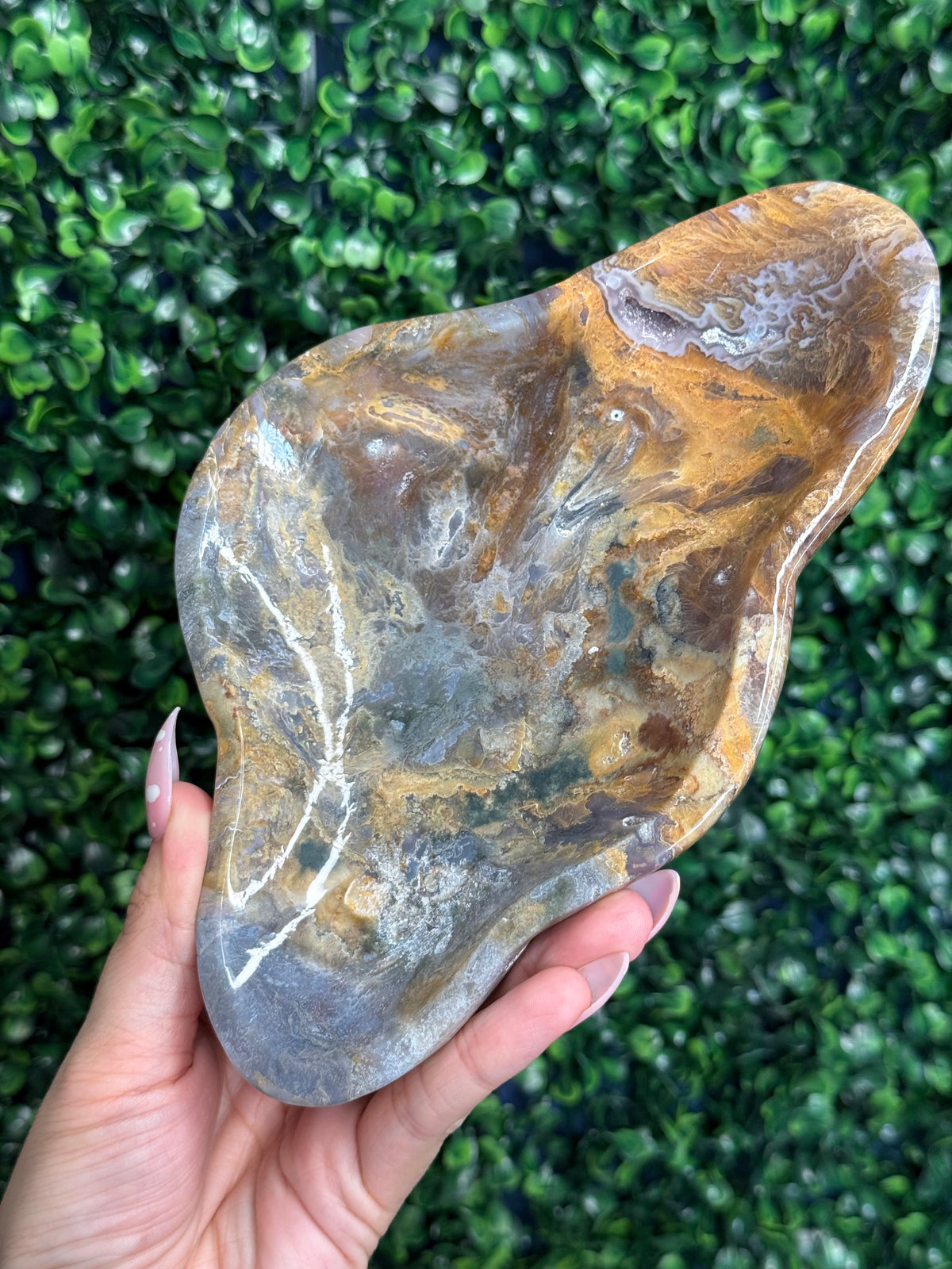 Moss agate & Ocean Jasper Bowl 604g Madagascar
