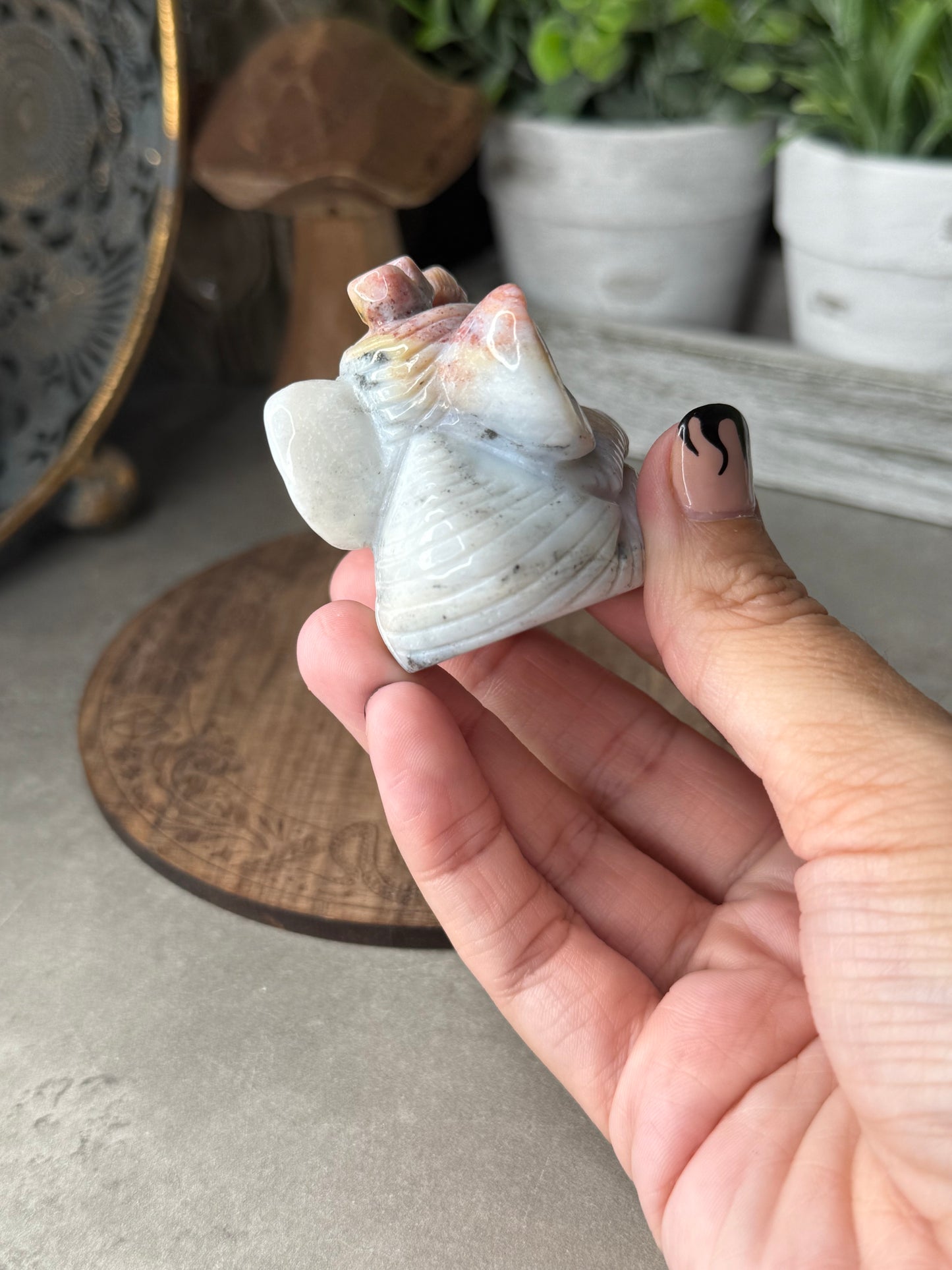 Ocean Jasper Hand Carved Elephant Crystal Carving