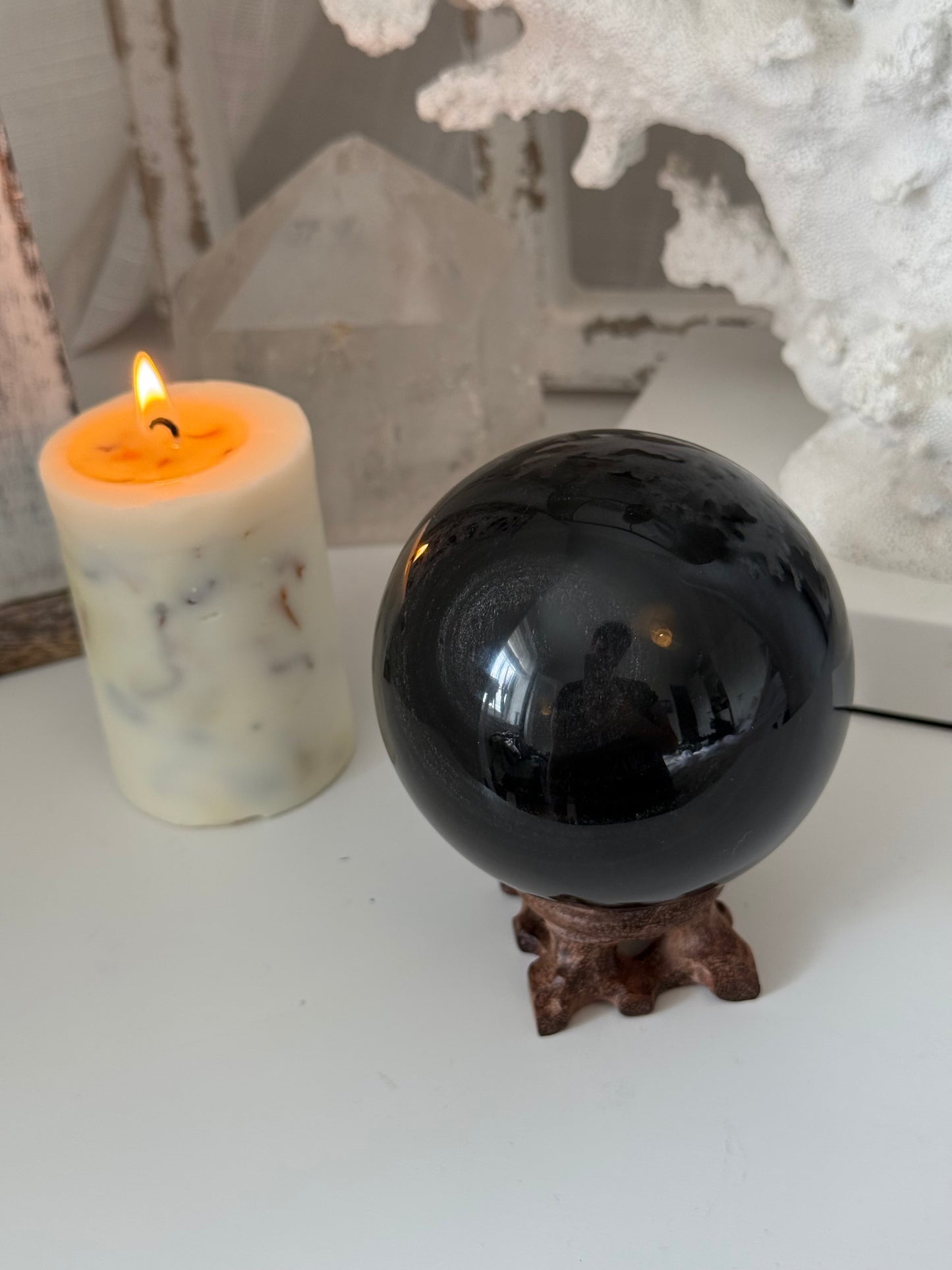 Silver Sheen Obsidian Sphere