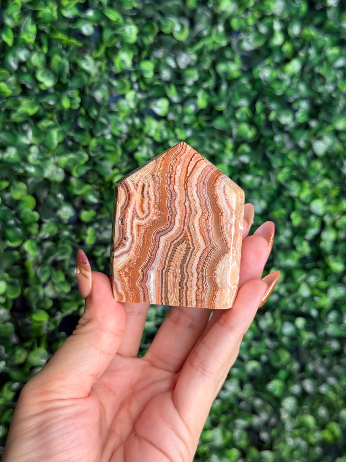 Pink Crazy Lace Agate Domino Tower from Indonesia D