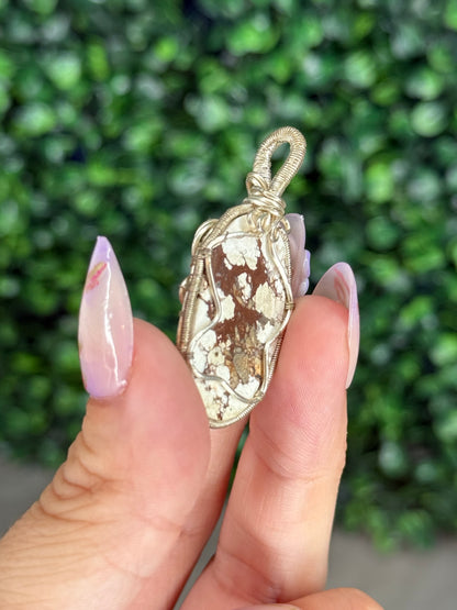 Wire Wrapped Brecciated Jasper Pendant from Indonesia (imperfect)