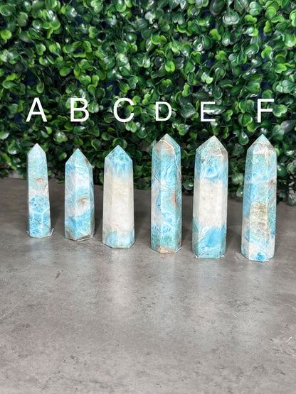 Larimar Crystal Tower Carving – Choose Your Piece (39g–81g)