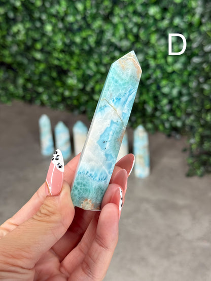 Larimar Crystal Tower Carving – Choose Your Piece (39g–81g)