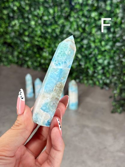 Larimar Crystal Tower Carving – Choose Your Piece (39g–81g)
