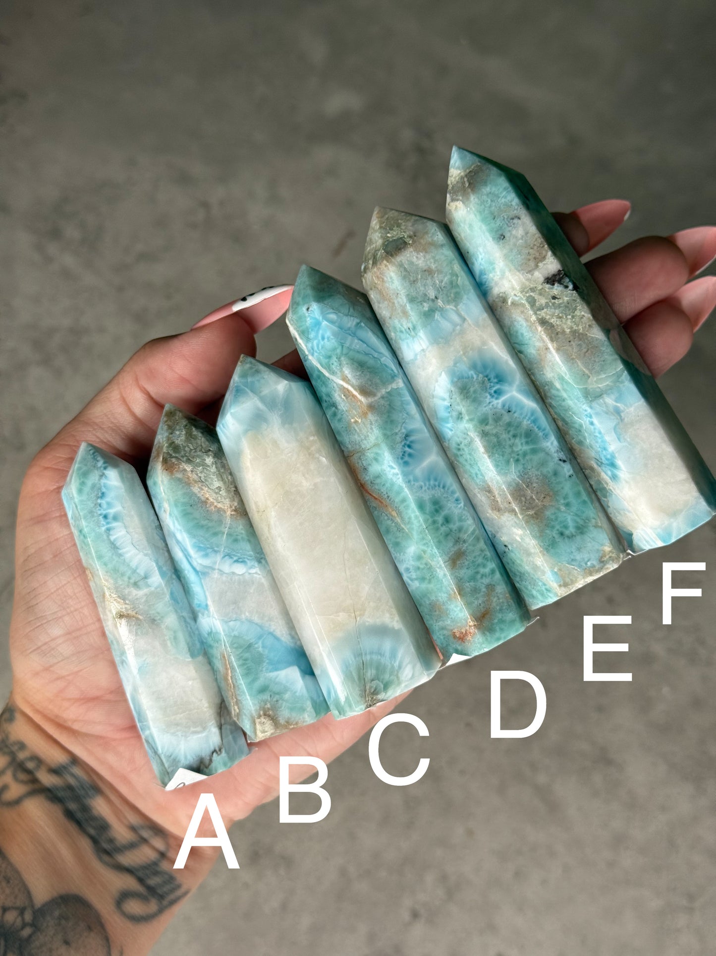 Larimar Crystal Tower Carving – Choose Your Piece (39g–81g)