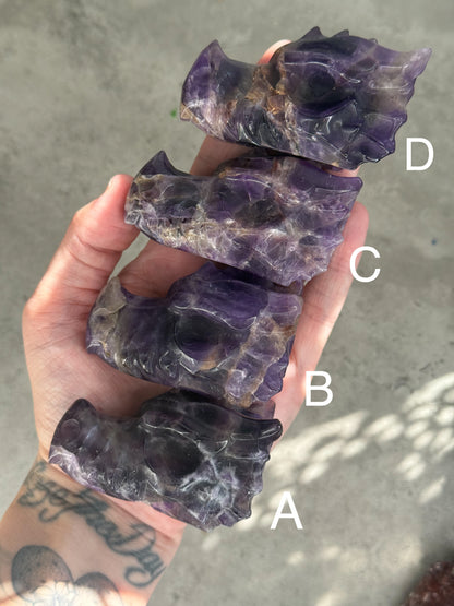 Amethyst Dragon Head Crystal Carvings