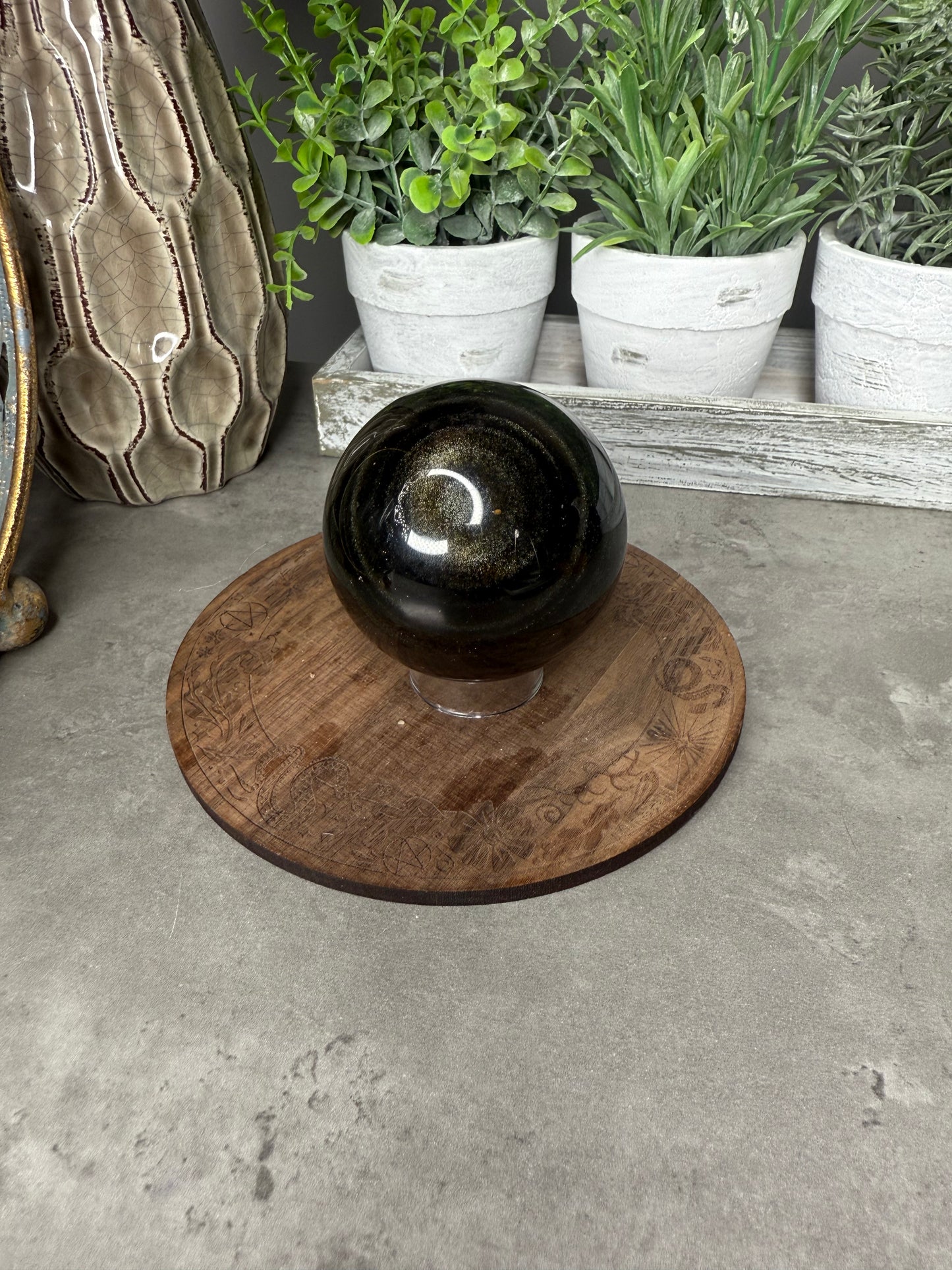 Gold Sheen Obsidian Crystal Sphere