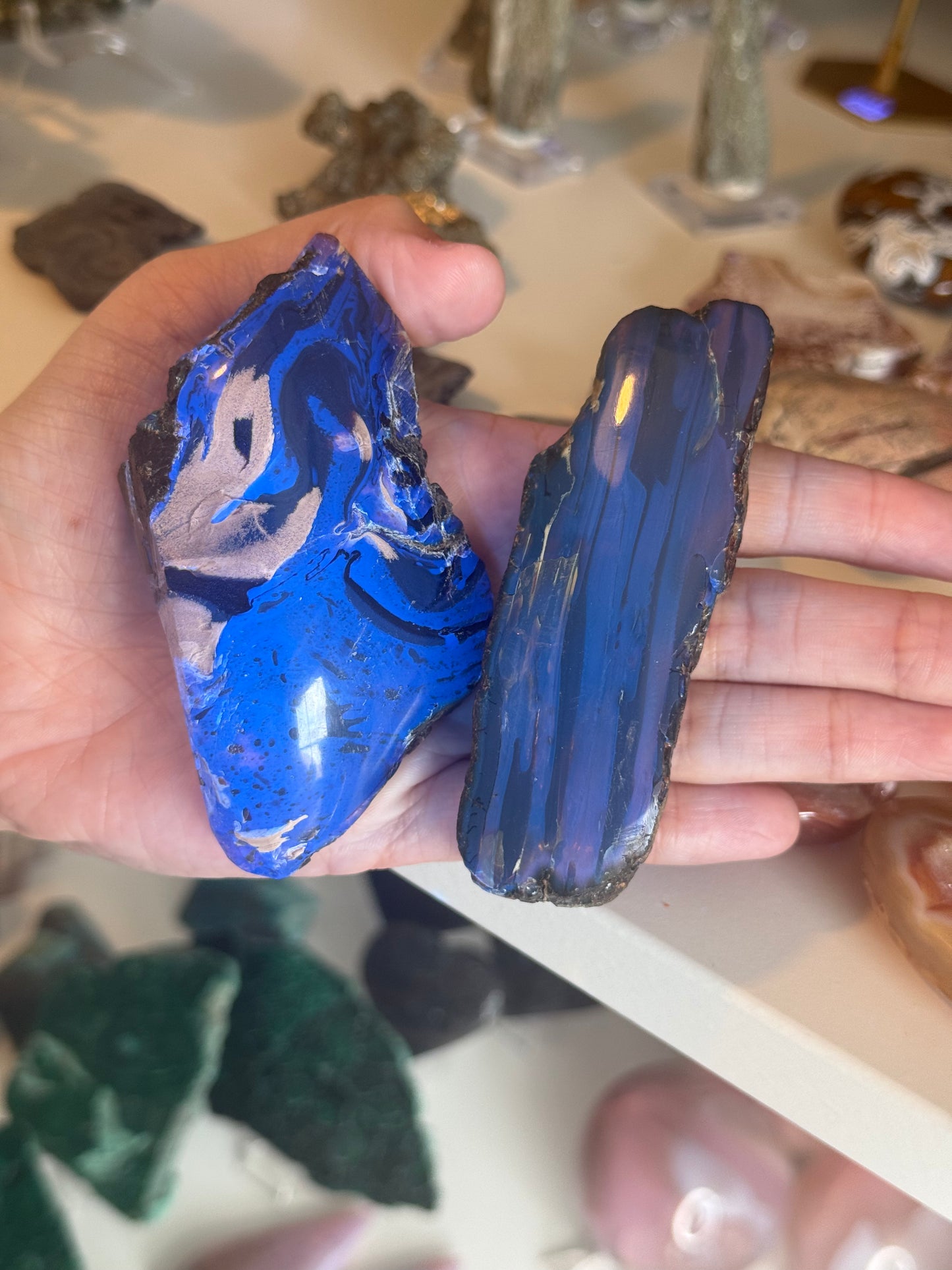 Blue Amber Freeforms - Indonesia