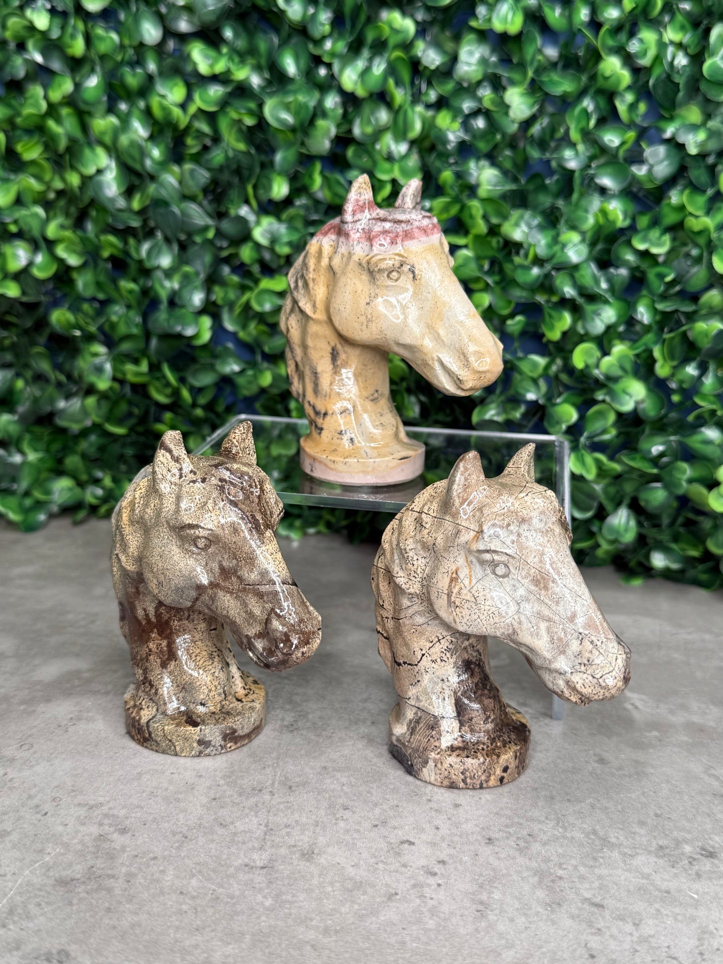 Picture Jasper Horse Head Bust Crystal Carvings
