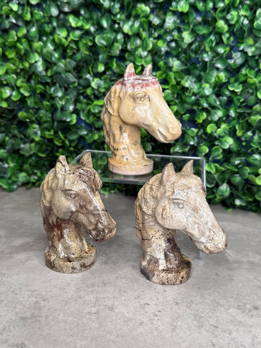 Picture Jasper Horse Head Bust Crystal Carvings