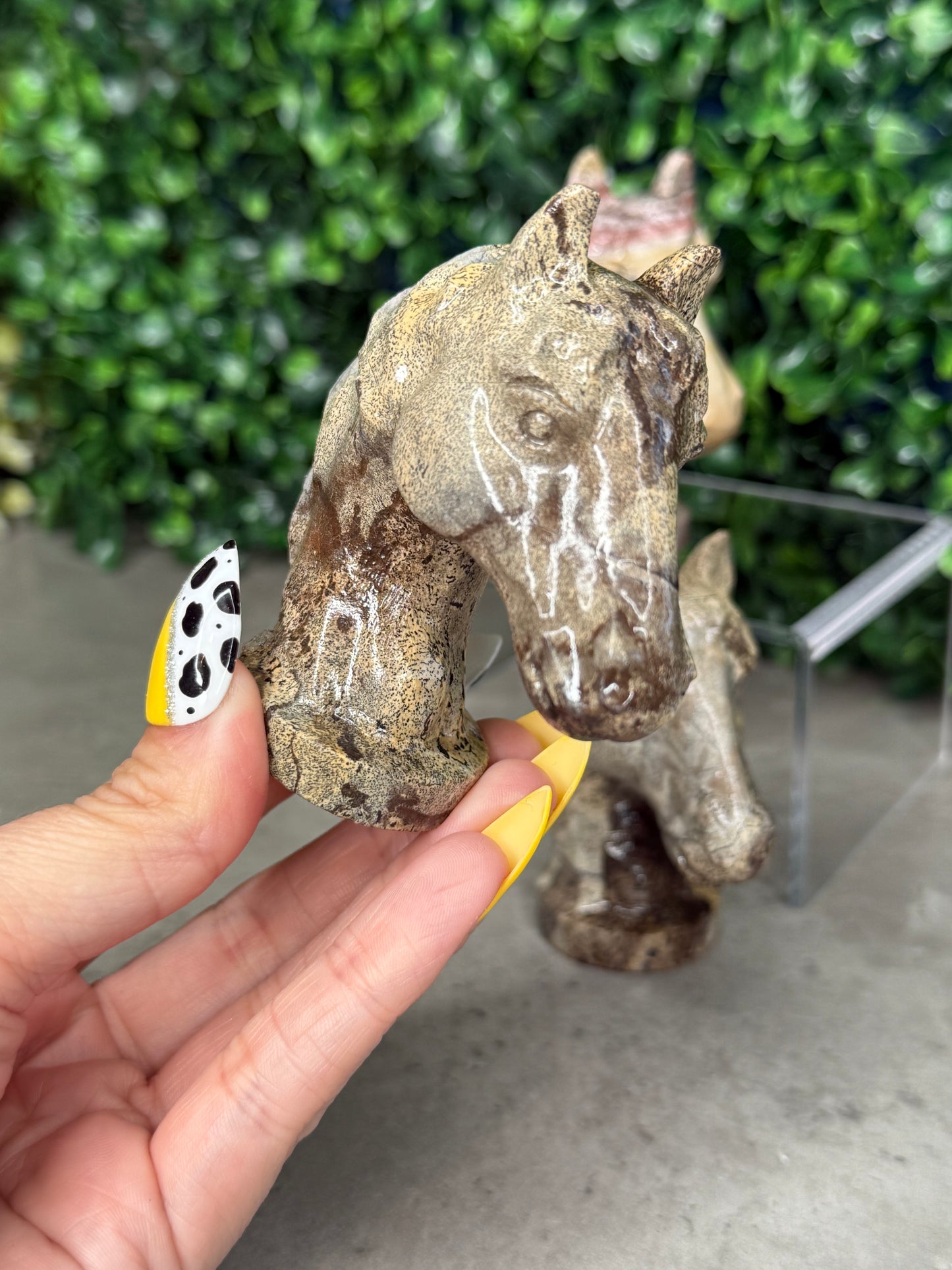 Picture Jasper Horse Head Bust Crystal Carvings