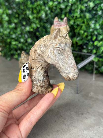 Picture Jasper Horse Head Bust Crystal Carvings