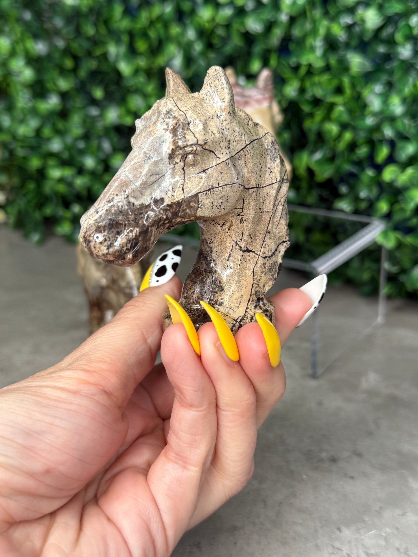 Picture Jasper Horse Head Bust Crystal Carvings