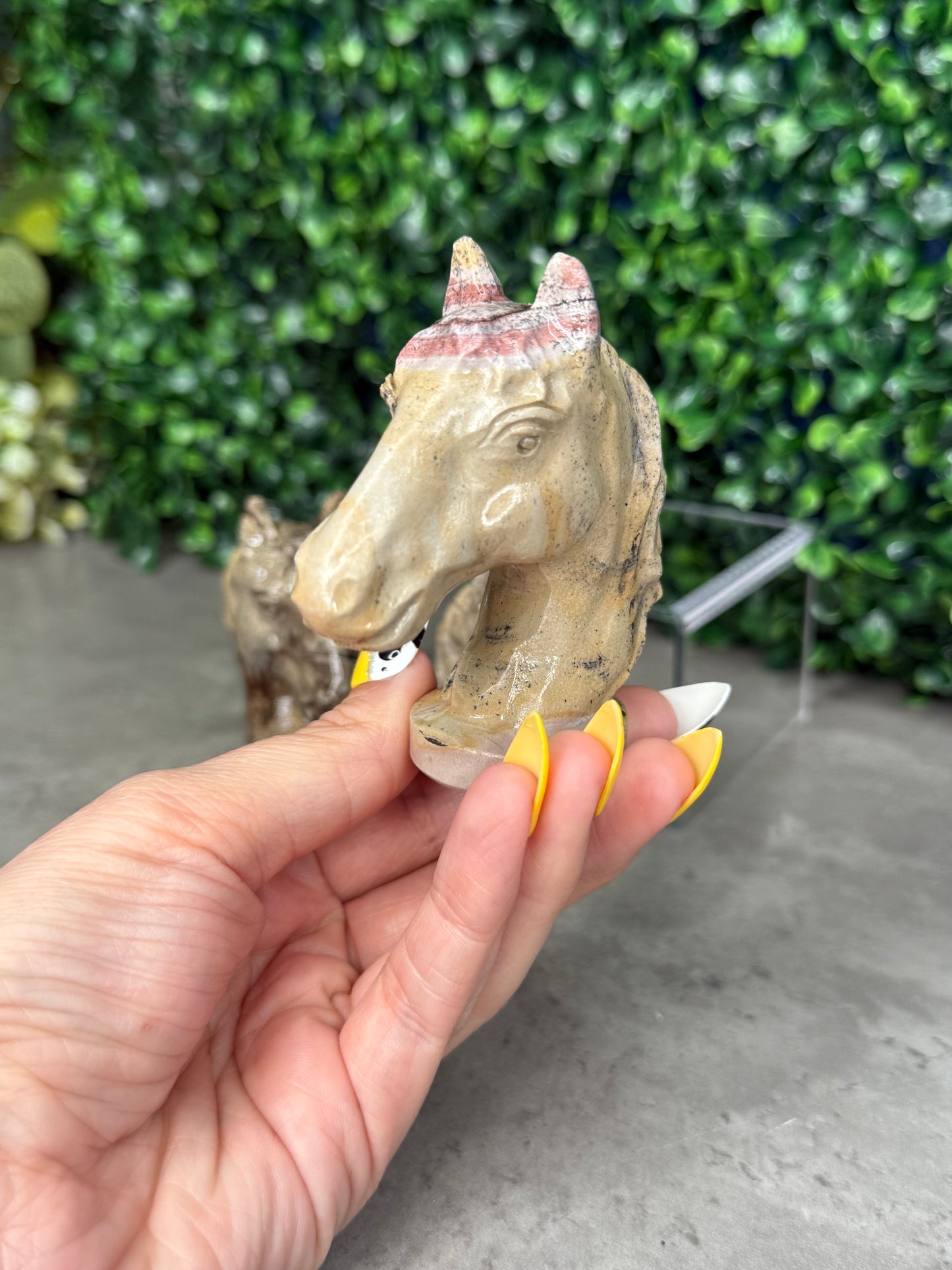 Picture Jasper Horse Head Bust Crystal Carvings