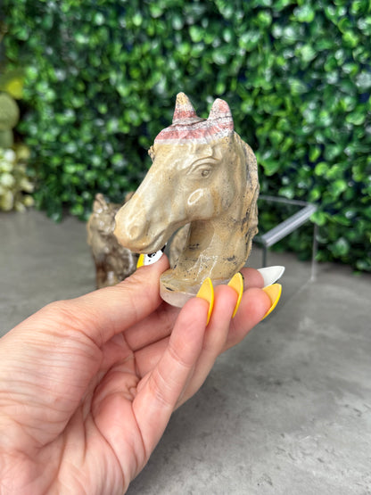 Picture Jasper Horse Head Bust Crystal Carvings