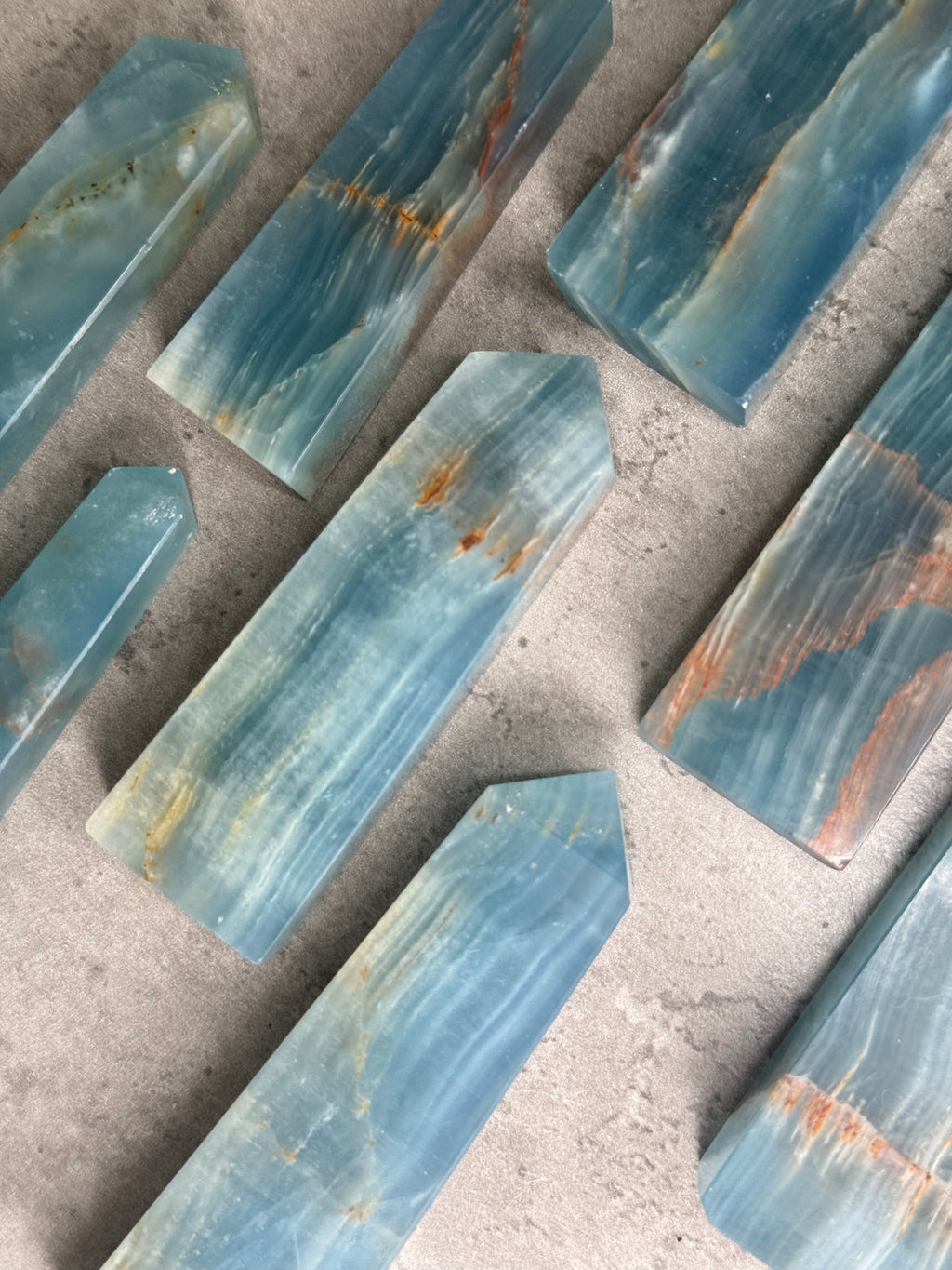 Lemurian Aquatine Calcite Blue Onyx Crystal Towers