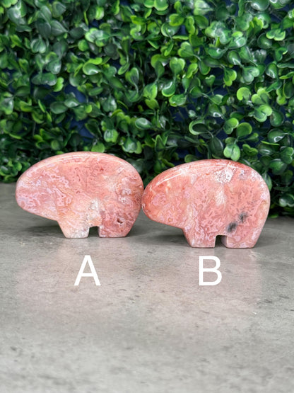 Pink Carnelian Bear Crystal Carvings