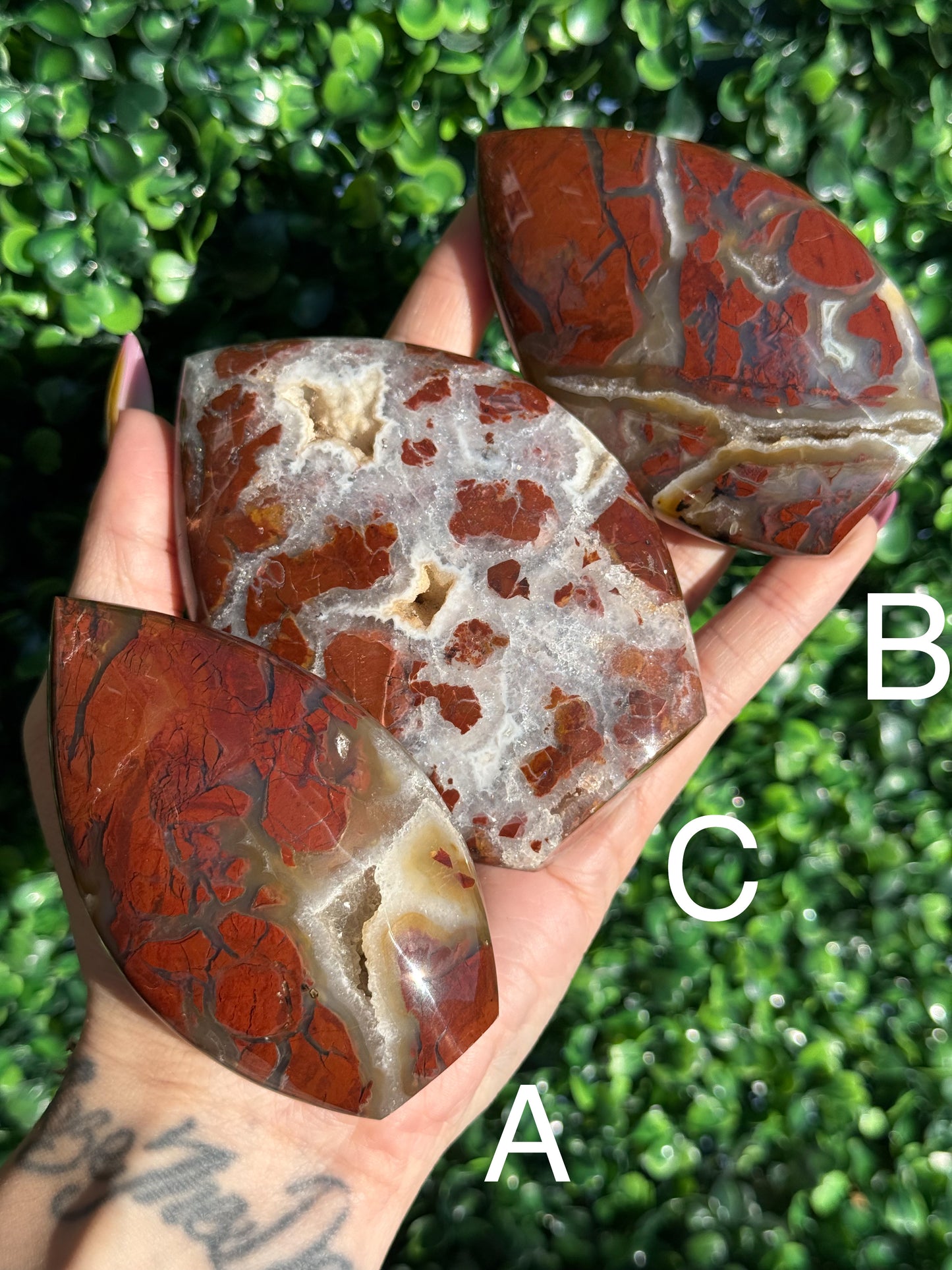 Red Brecciated Jasper Druzy Crystal Teardrops - Indonesia