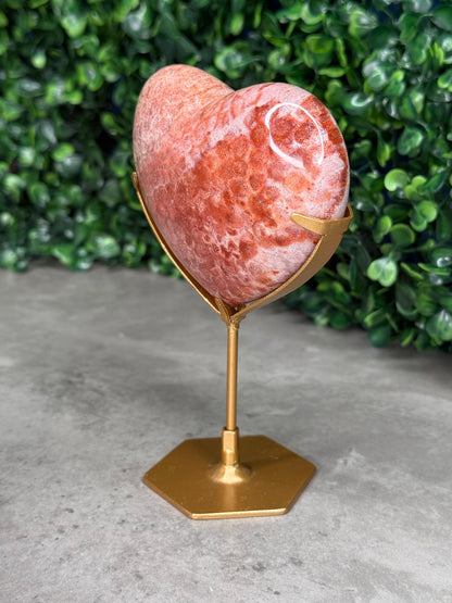 Pink Fossil Coral Crystal Heart - Indonesia