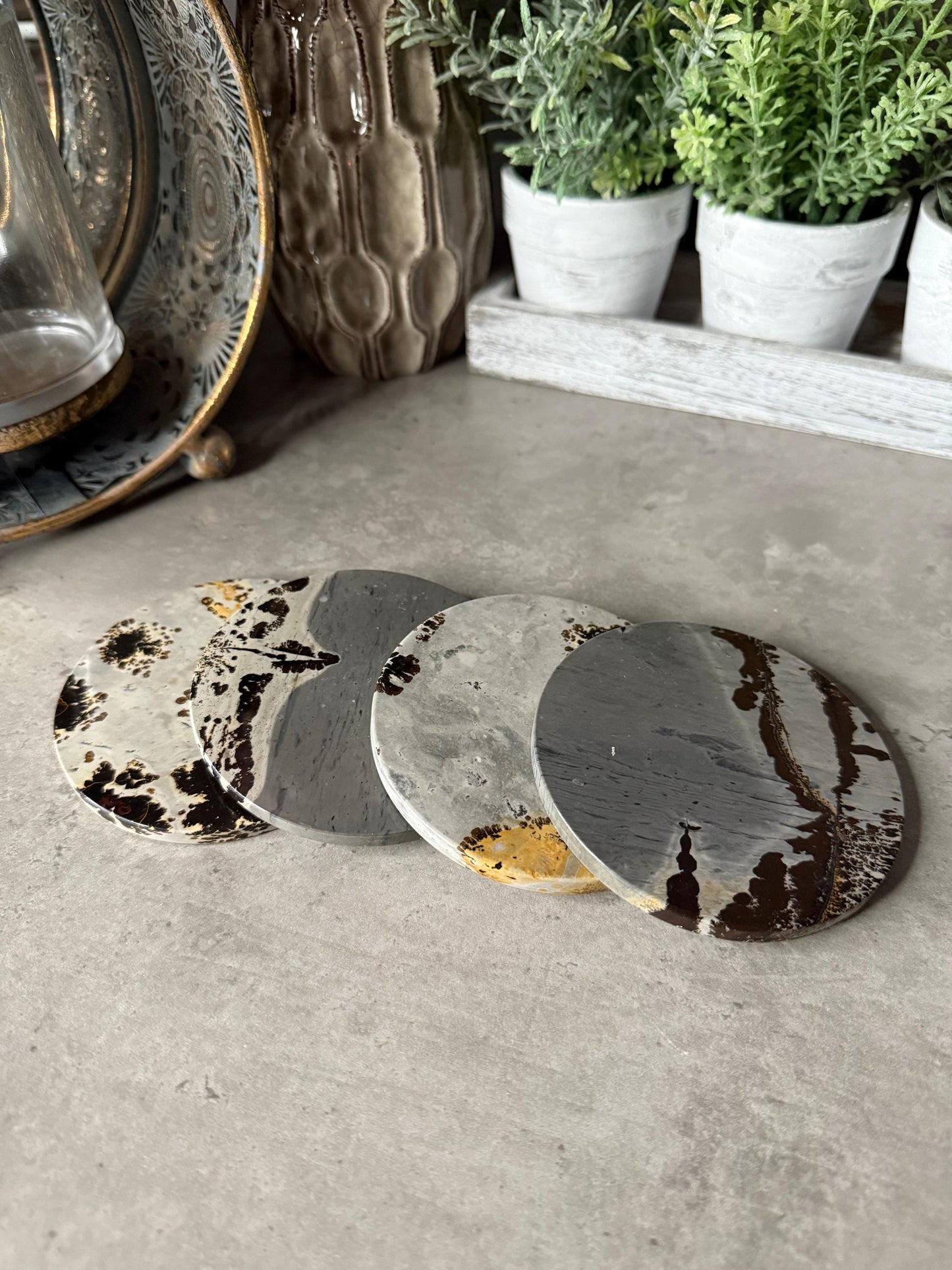 Picture Jasper Coasters Mineral Specimen,Energy Crystals,Home Decoration,Reiki Healing,Crystal Gifts