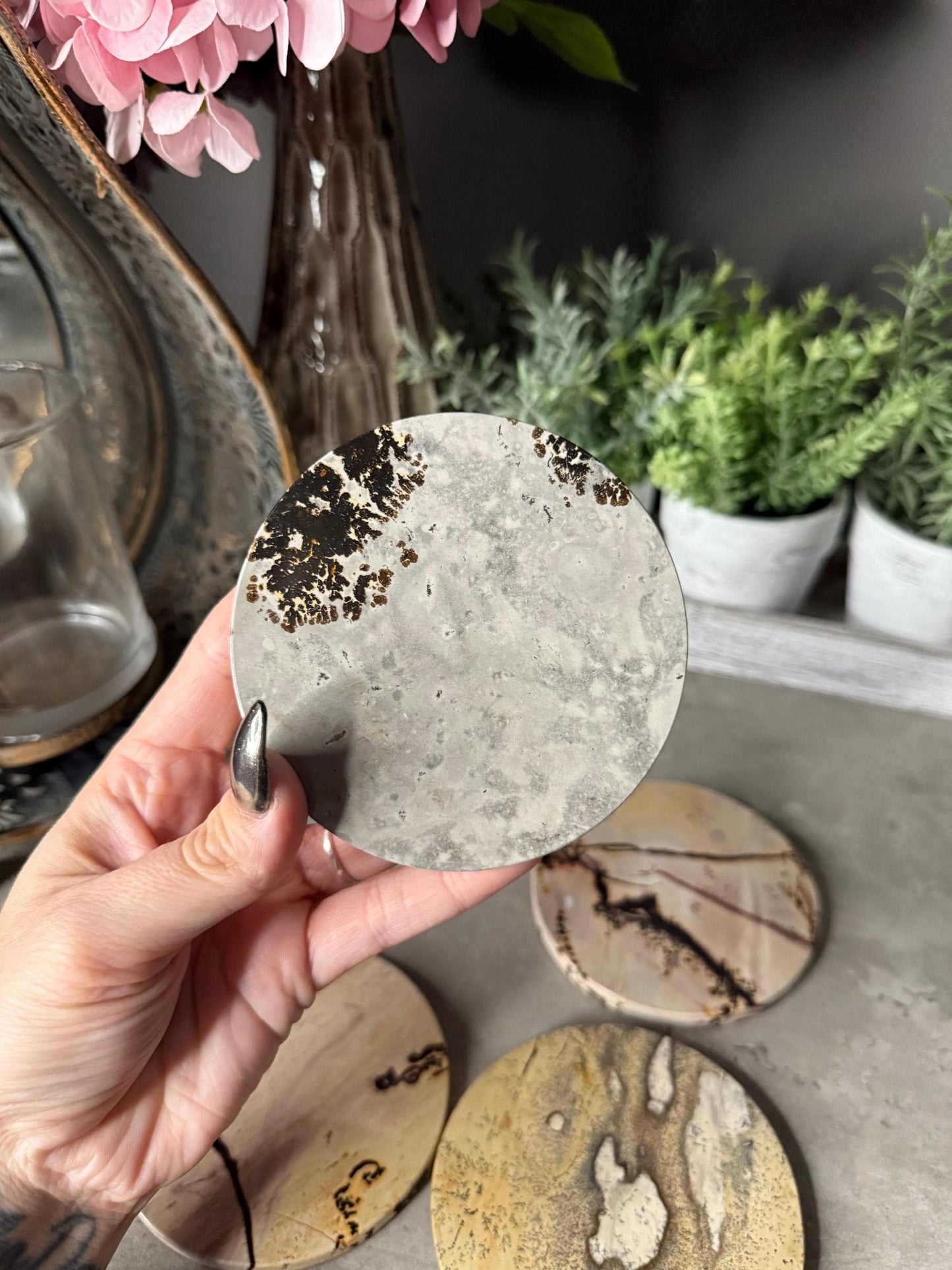 Picture Jasper Coaster Set Mineral Specimen,Energy Crystals,Home Decoration,Reiki Healing,Crystal Gifts