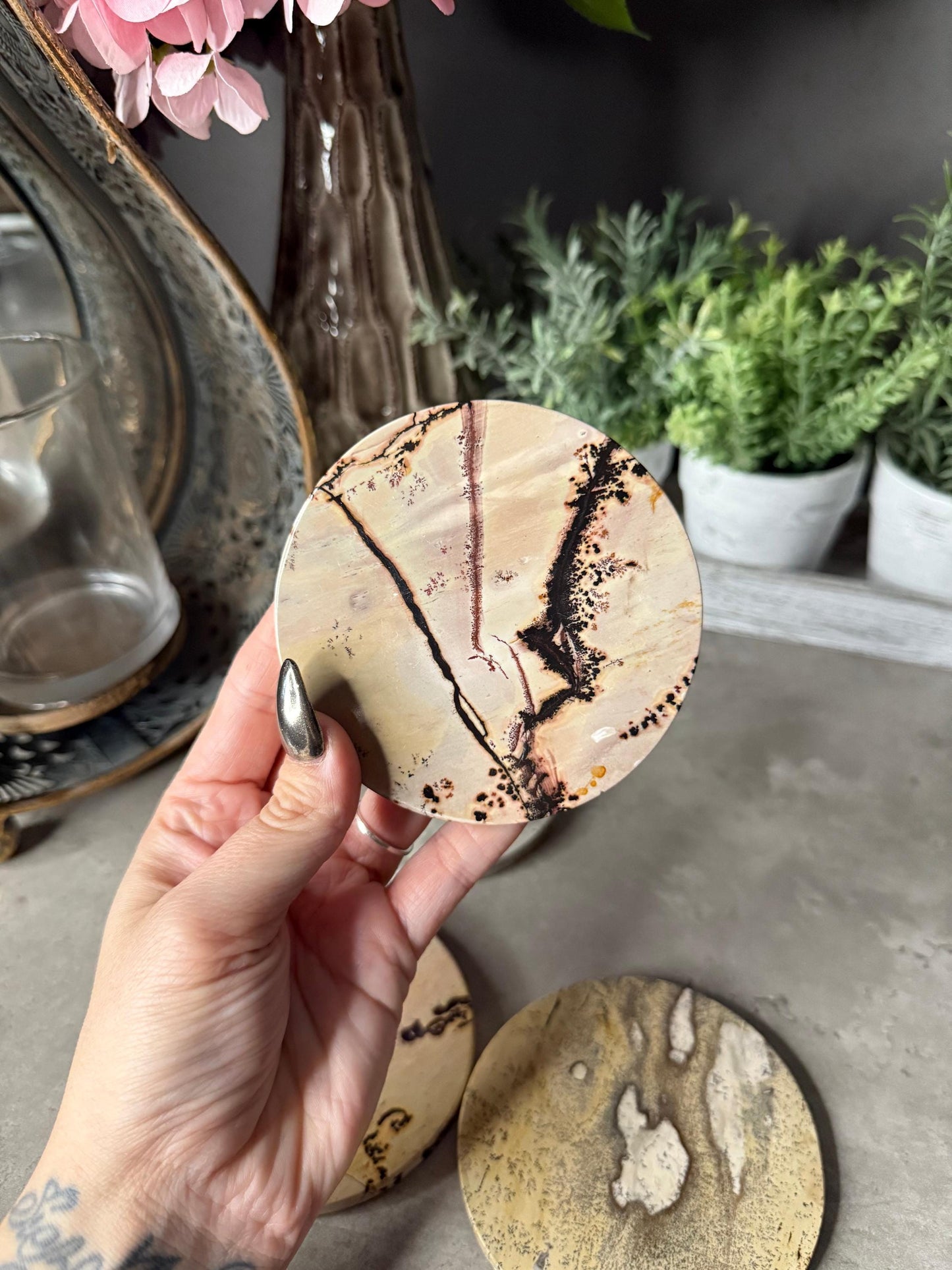 Picture Jasper Coaster Set Mineral Specimen,Energy Crystals,Home Decoration,Reiki Healing,Crystal Gifts