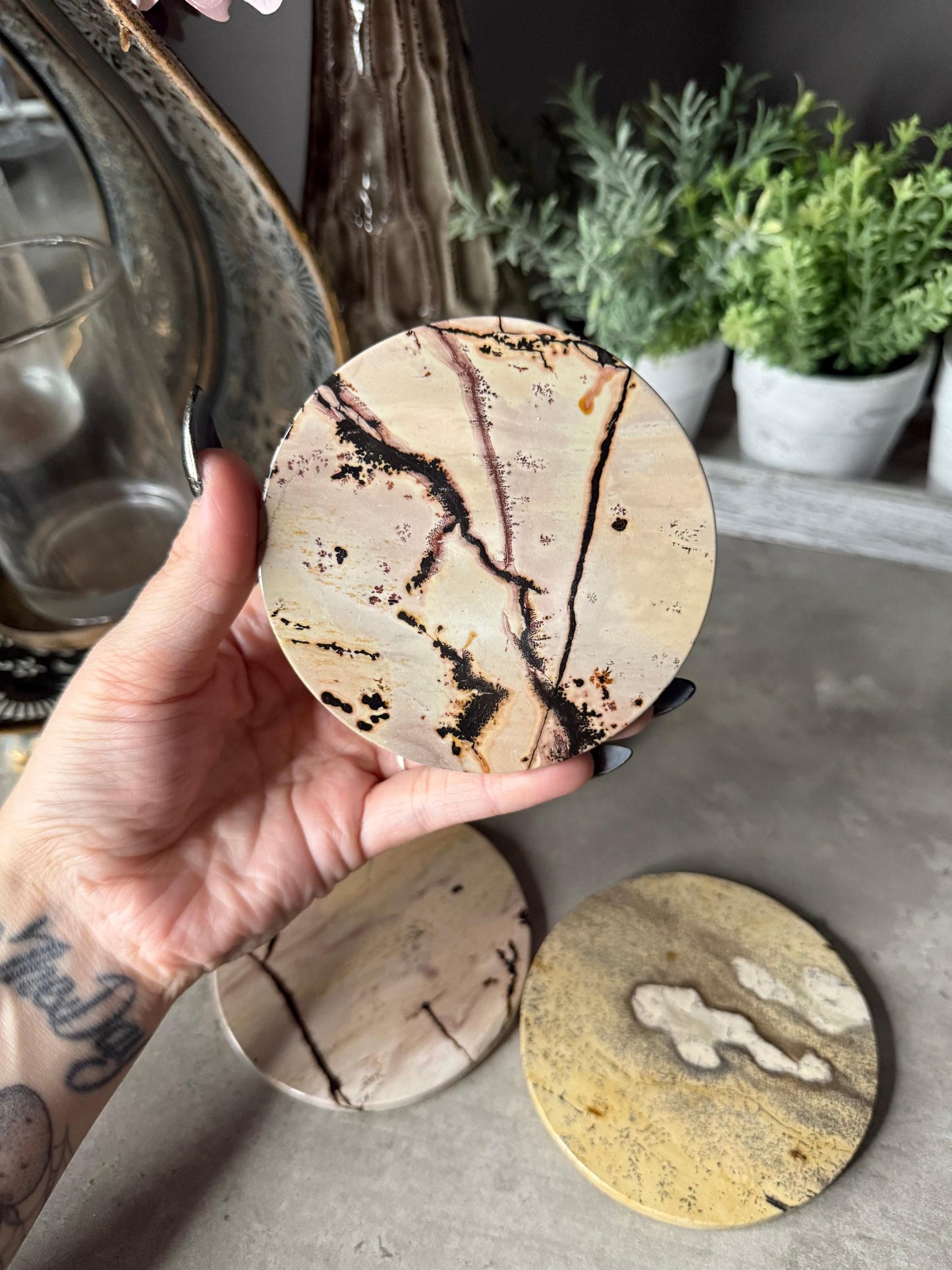 Picture Jasper Coaster Set Mineral Specimen,Energy Crystals,Home Decoration,Reiki Healing,Crystal Gifts