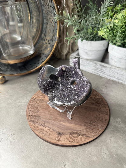 Druzy Amethyst Pumpkin Carving: Crystal Healing Decor (199g)