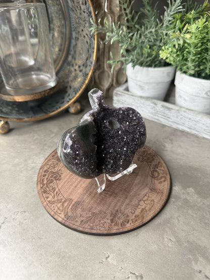 Druzy Amethyst Pumpkin Carving: Crystal Healing Decor (199g)